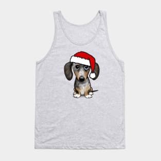 Dapple Dachshund with Santa Hat Merle Wiener Dog Christmas Tank Top